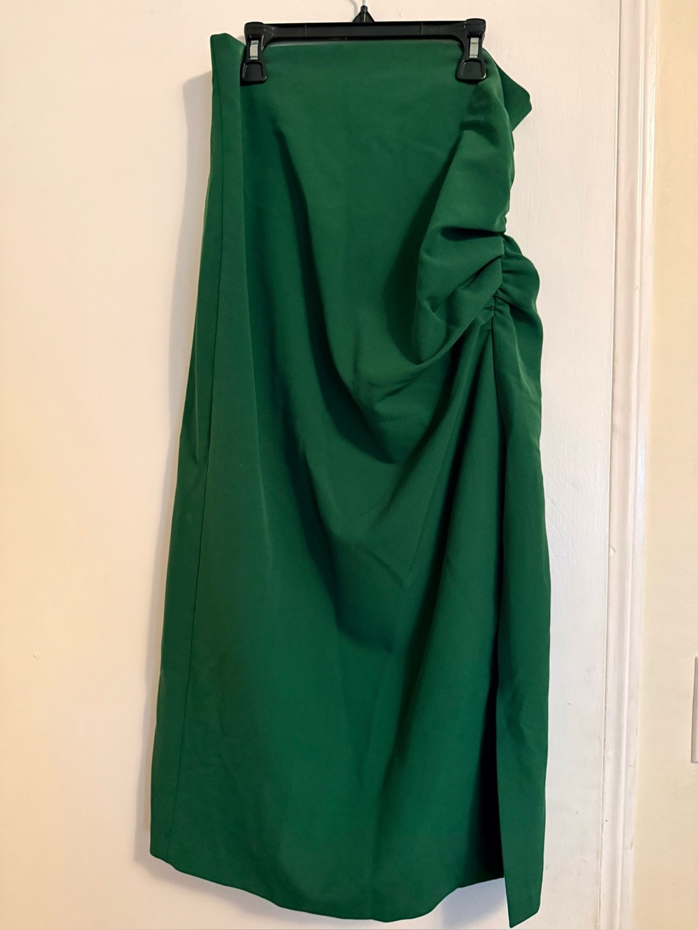 Zara Emerald Green High-Waist Midi Skirt with Side Slit - Picture 4 of 8